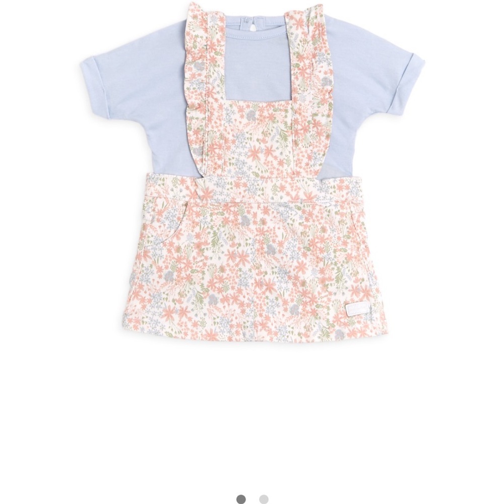 7 FOR ALL MANKIND Girls' Floral Denim Jumper & Top Set - Baby 12 Mo (msrp $45)